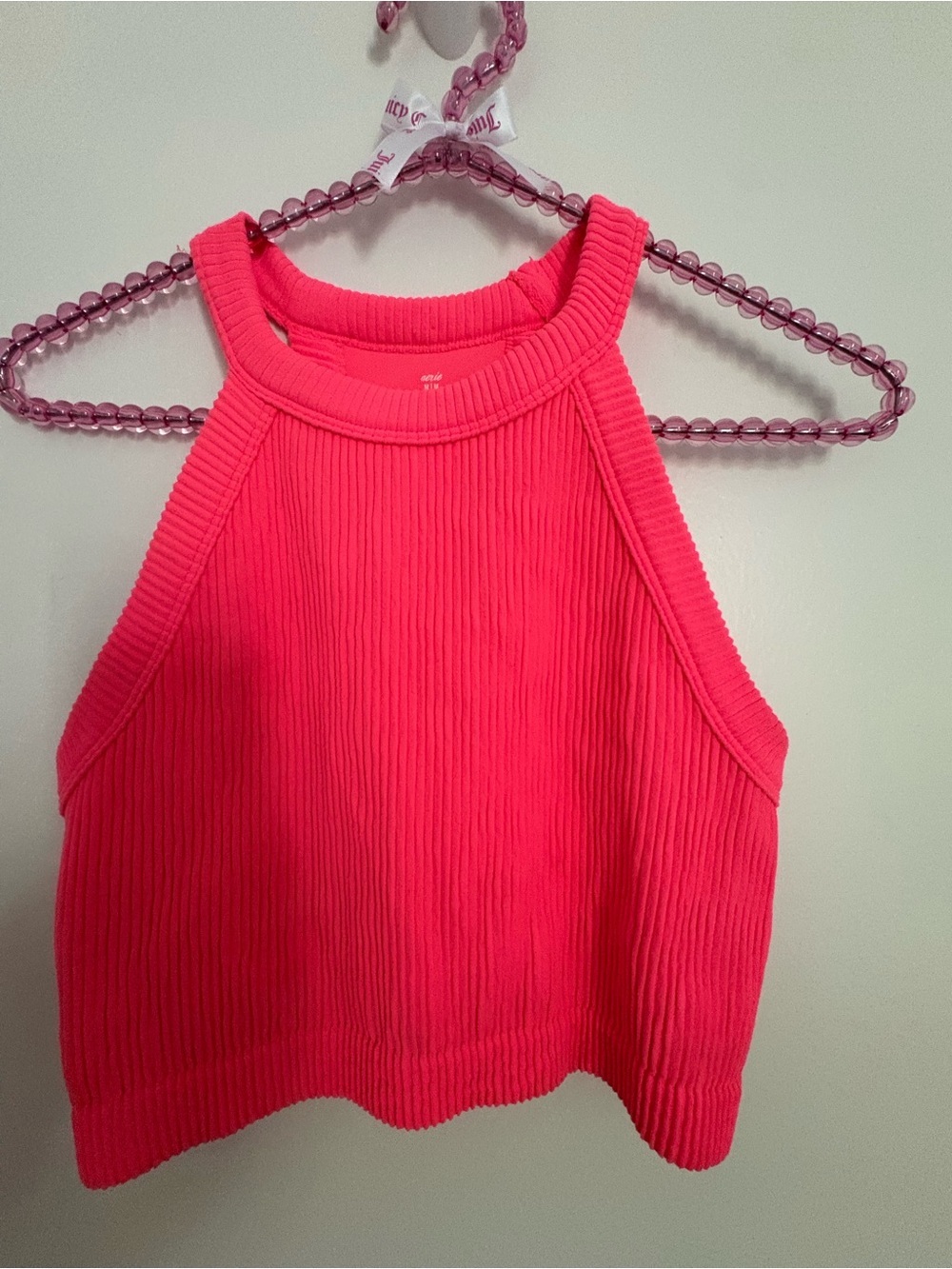 aerie Ribbed Crop Tank Top - Hot Pink